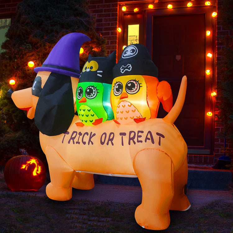 5 FT Seasonblow Halloween Inflatable Dog with Owls