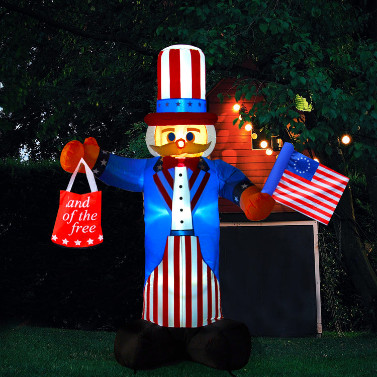 7 Ft SEASONBLOW Independence Day Inflatable Uncle Sam Decorations