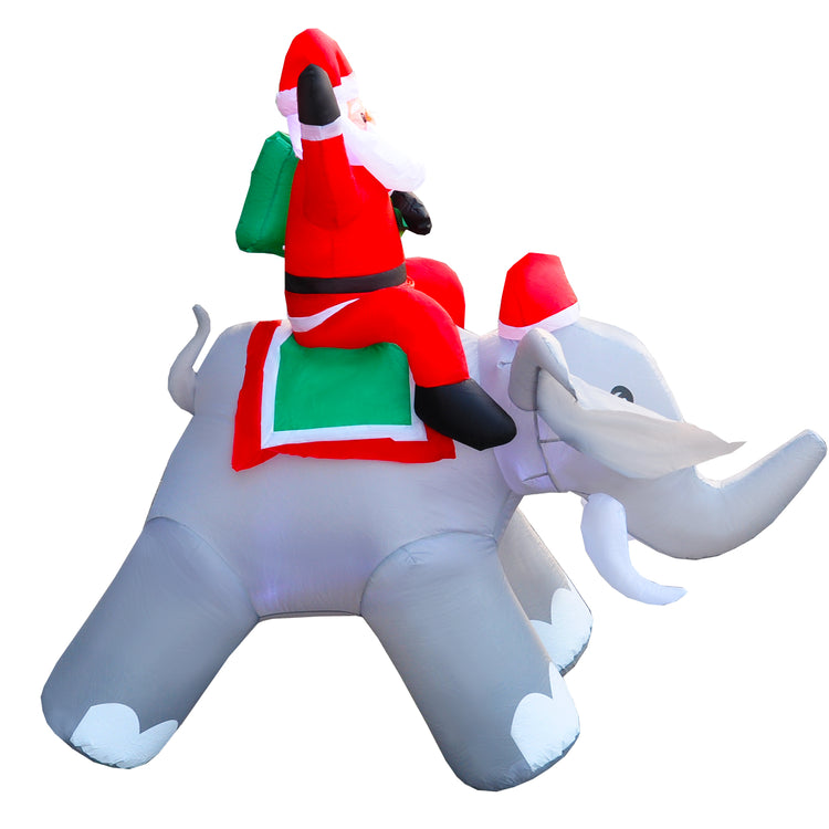 6Ft Seasonblow Inflatable Christmas Santa Claus riding an elephant ...