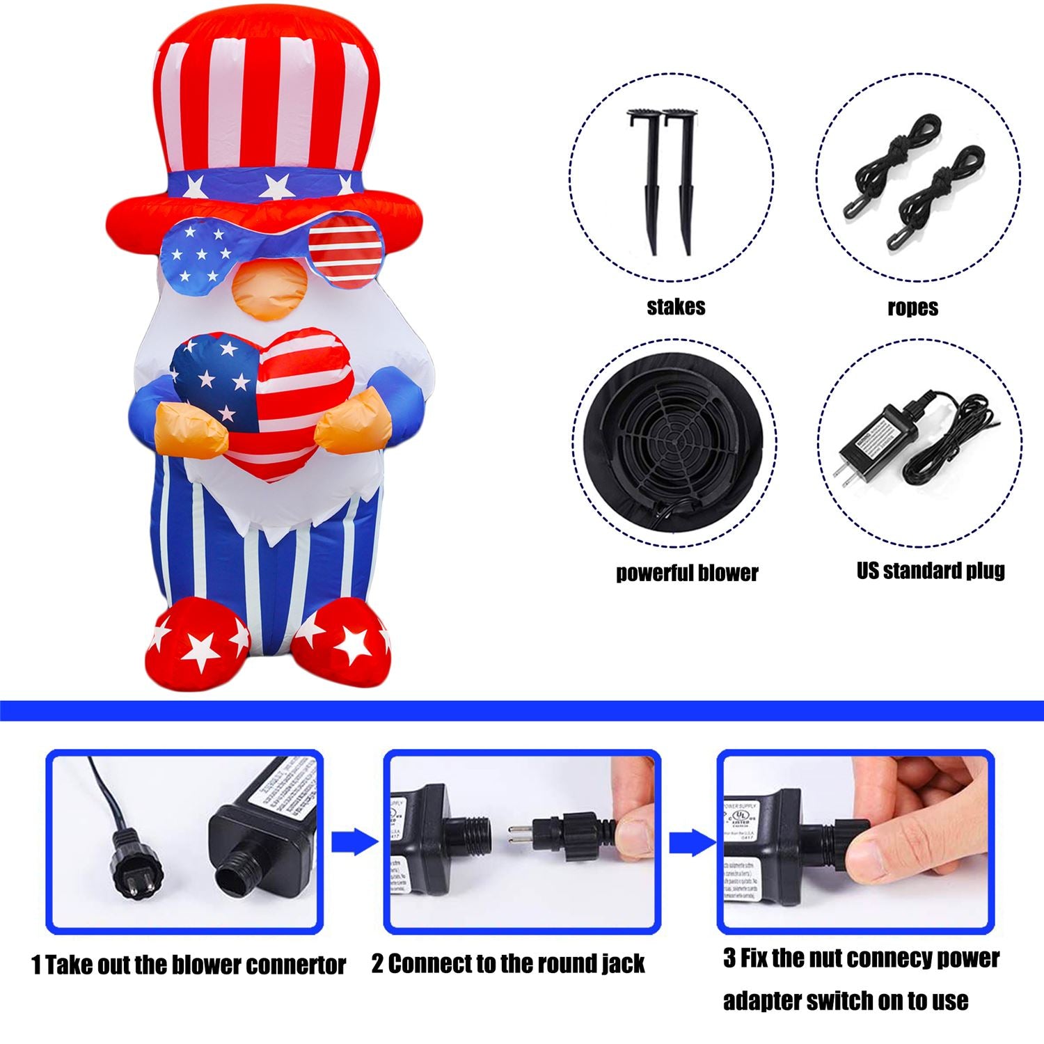 4Ft Seasonblow Inflatable Independence Day Dwarf.