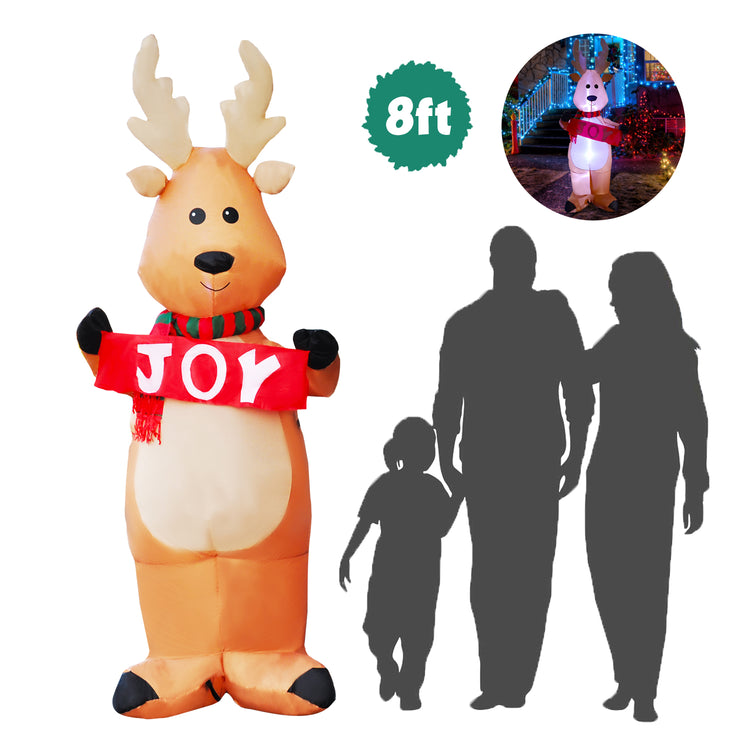 8Ft Seasonblow Inflatable Christmas Reindeer Holding Banner