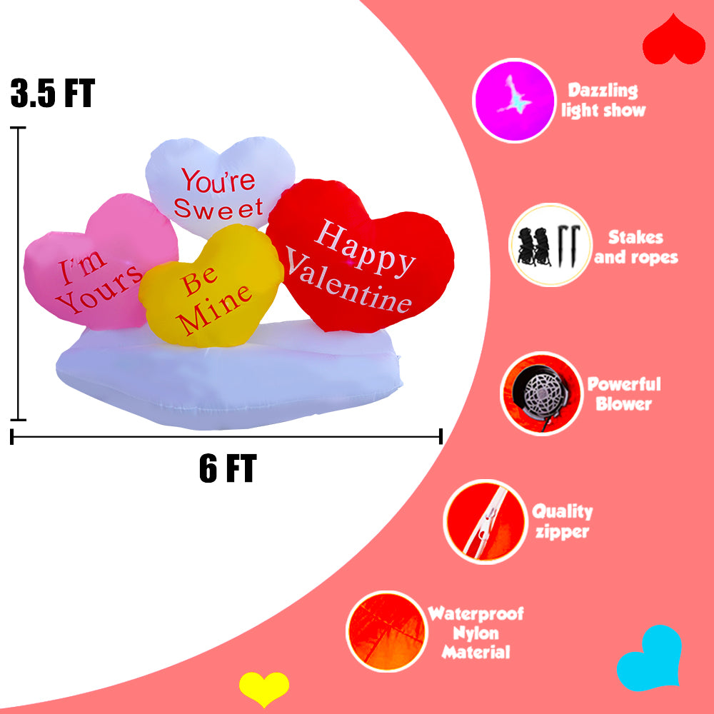 6Ft SeasonBlow Inflatable Valentine's Day 4 Heart Combinations.