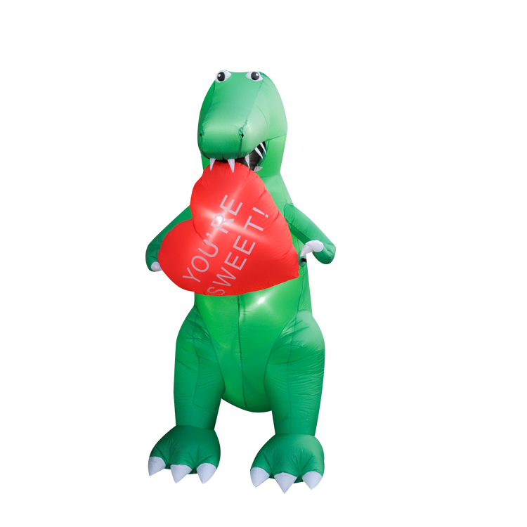 8Ft SeasonBlow Inflatable Valentine's Day Dinosaur Handheld Heart.