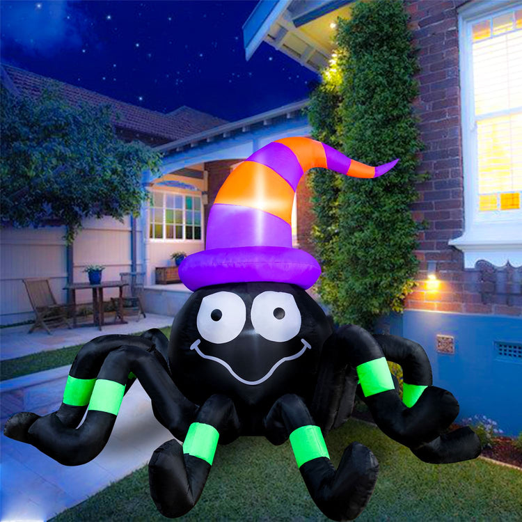 6 Ft Seasonblow Inflatable Halloween Spider with Witch Hat