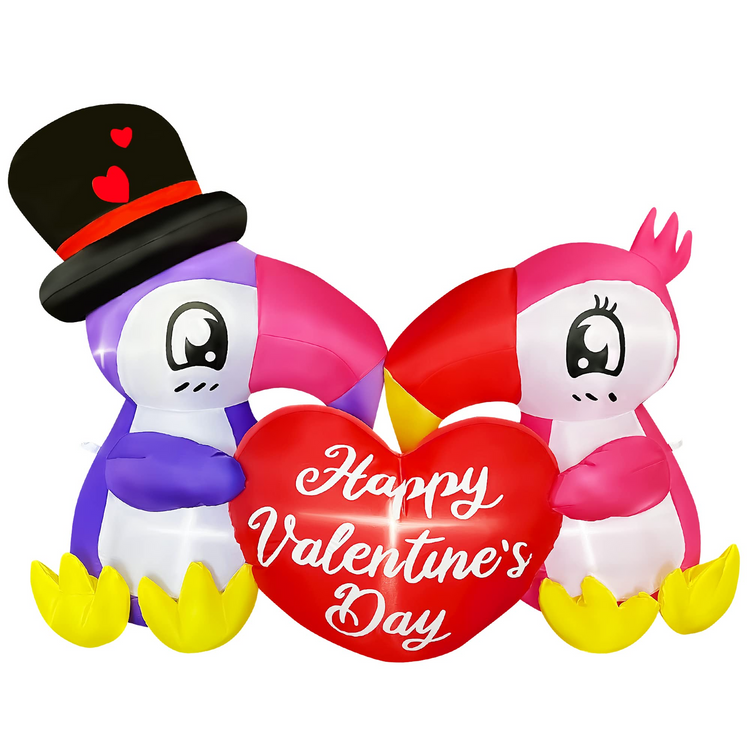 4 FT Inflatable Valentine's Day Kiss Couple Toucan LED Lighted Decoration for Birthday Wedding Yard Lawn Garden Home Party