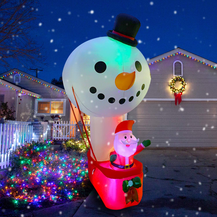 9 FT Christmas Clearance Inflatable Santa Sitting on Hot Air Balloon Snowman, Color Changing Lights up Christmas Decoration Lighted Blow up Yard Party Décor Xmas Inflatable for Outdoor