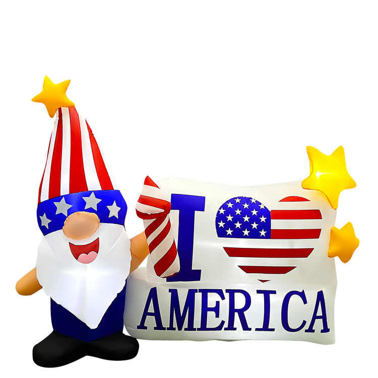6 FT Independence Day Inflatable Gnome Sign Decorations