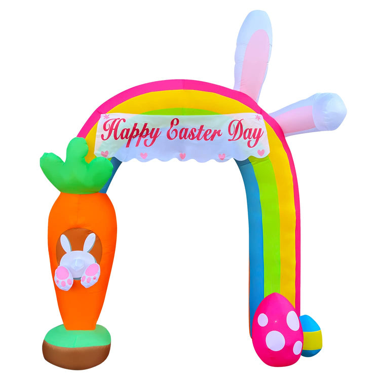 10 FT Easter Inflatable Bunny Carrot Arch with Eggs Decorations LED Lighted Blow Up Happy Easter for Yard Garden Lawn Indoors Outdoors Home Holiday