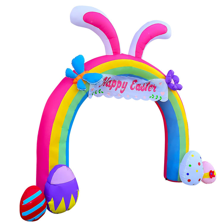 10 FT Easter Inflatable Bunny Arch with Eggs Decorations LED Lighted Blow Up Happy Easter for Spring Indoor Outdoor Home Yard Lawn Decor