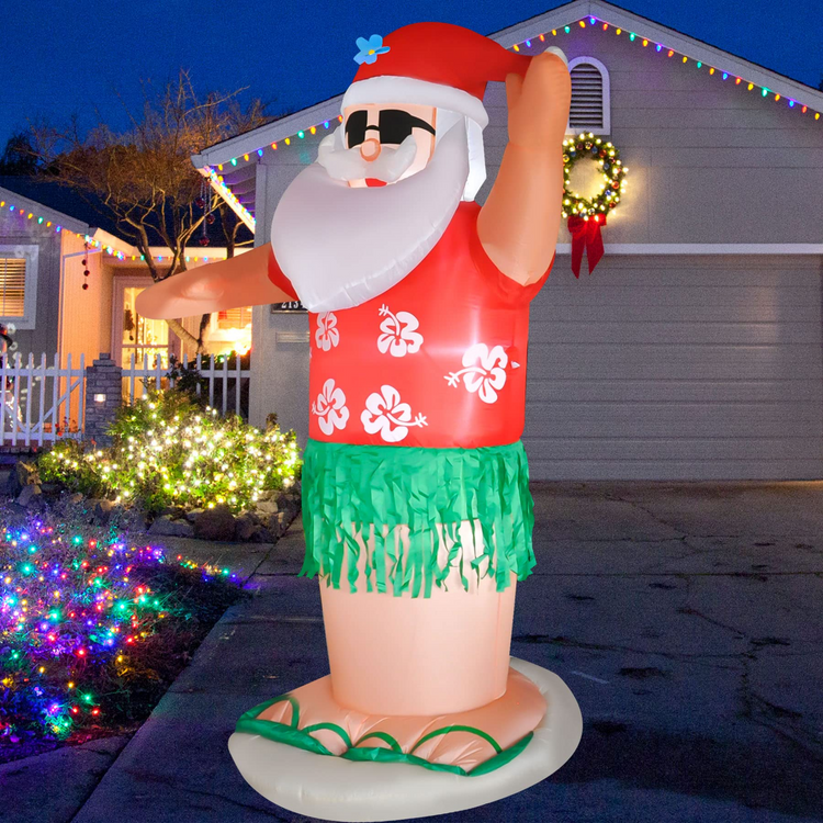 7 Ft Christmas Inflatables Hula Santa, Inflatable Hawaiian Santa with Led Lights Christmas Blow up Outdoor Lawn Yard Party Decor
