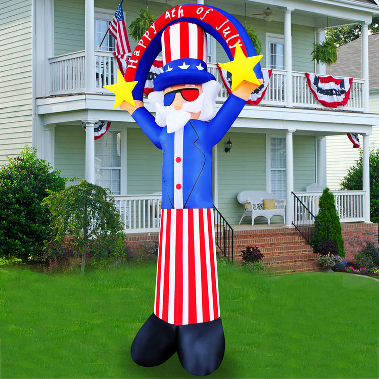 10FT Independence Day Inflatable Uncle Sam Holding a Archway Decorations