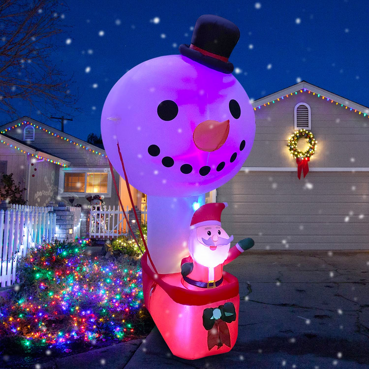 9 FT Christmas Clearance Inflatable Santa Sitting on Hot Air Balloon Snowman, Color Changing Lights up Christmas Decoration Lighted Blow up Yard Party Décor Xmas Inflatable for Outdoor