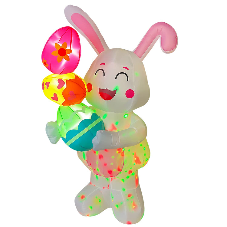 6FT Inflatable Easter Bunny Holding Egg Decoration Blow Up Decoration LED Lighted for Lawn Yard Indoor Holidayndoor Outdoor Home Party